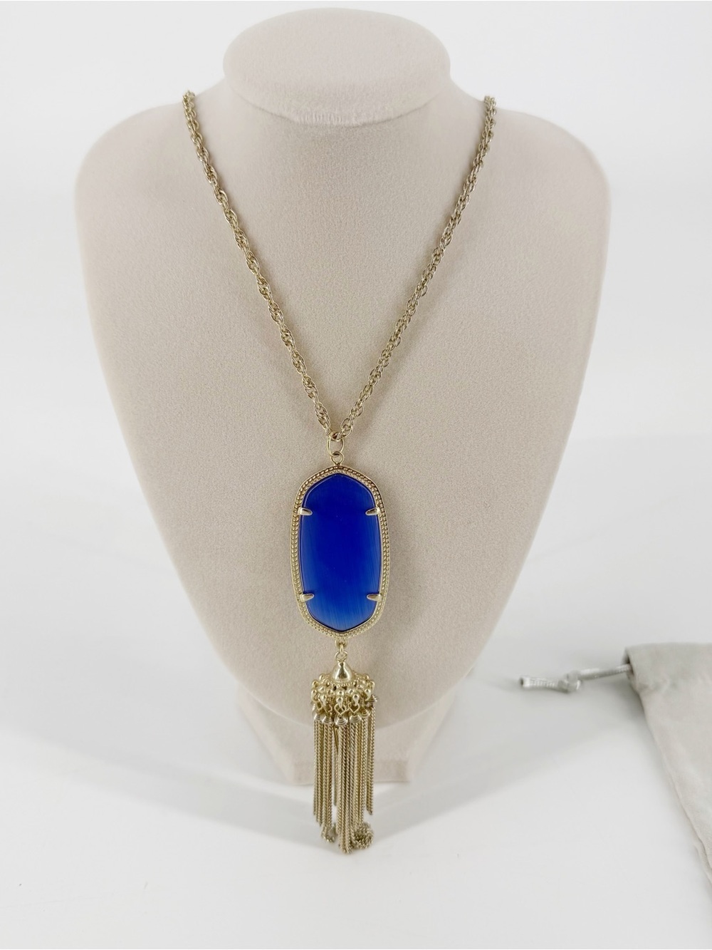 Kendra Scott Rayne Blue Tassel Necklace Gold